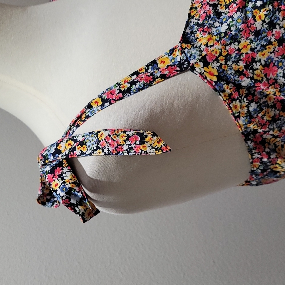 OLD NAVY DITSY FLORAL MINI DRESS CAMI TANK TOP BOHEMIAN RUFFLE HEM XL PETITE - Picture 5 of 12